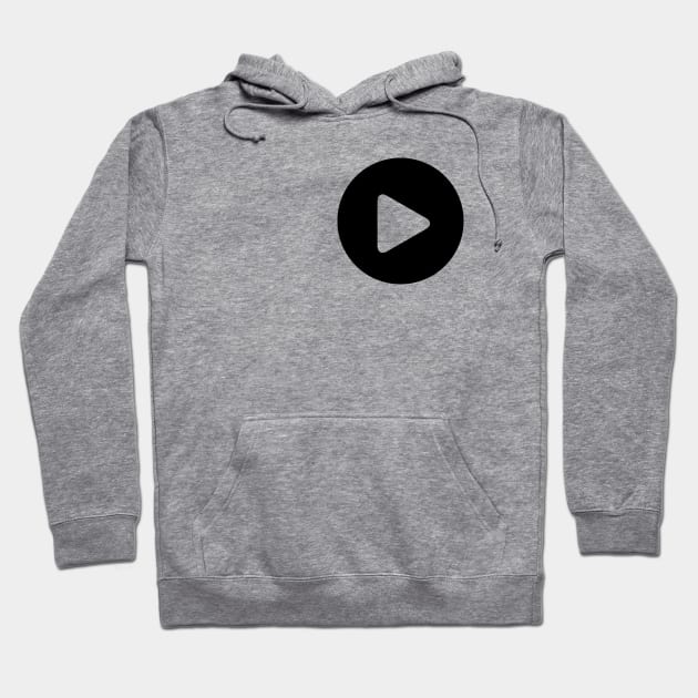 Play Button Black on White Hoodie by Rupert Russell